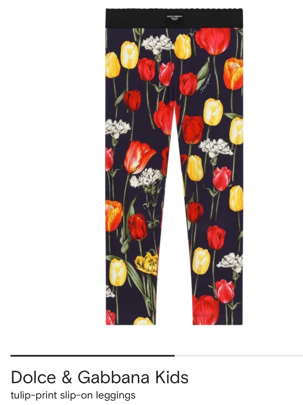 Dolce & Gabbana Kids Tulip Floral Print Leggings | Designer Girls Pants